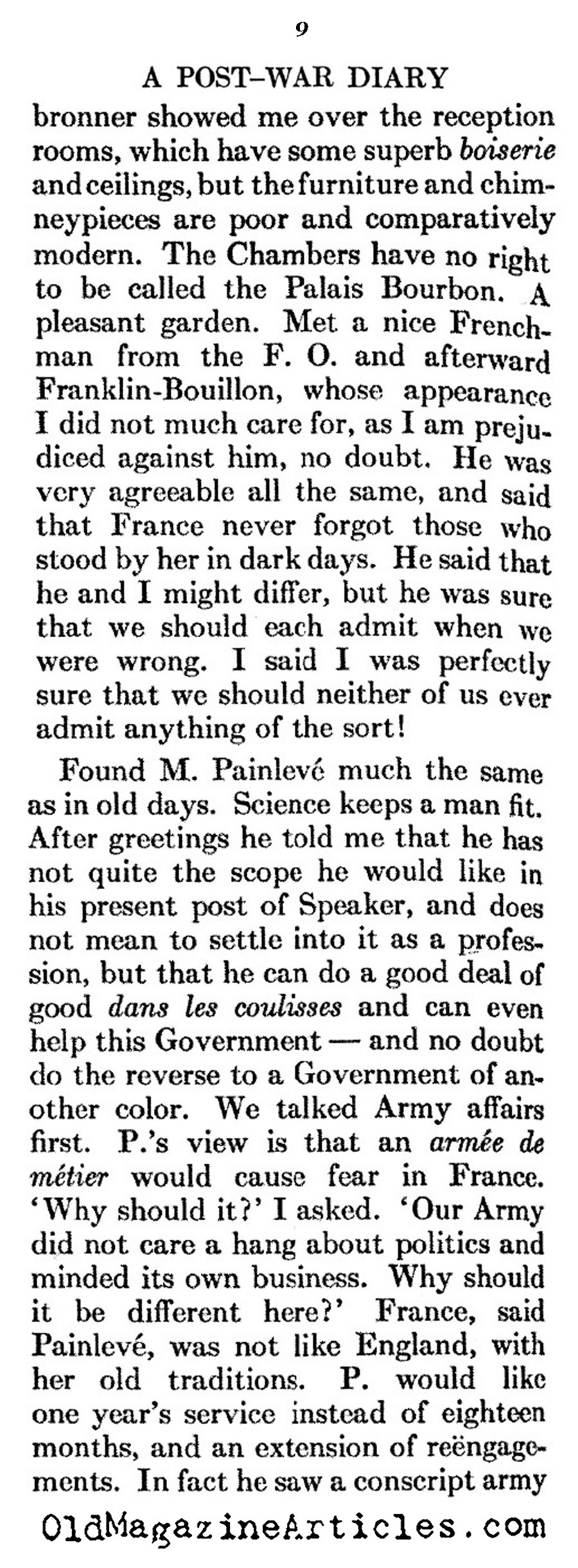 Post-War Diary (Atlantic Monthly, 1928)